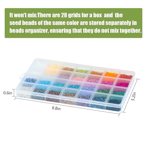 Ybxjges 24000Pcs 2mm Glass Seed Beads Kit, with 28 Colors Small Beads Kit for Girls,Women and Adults,Bracelets, Necklaces,Earring,Jewelry Making Supplies thumbnail 5
