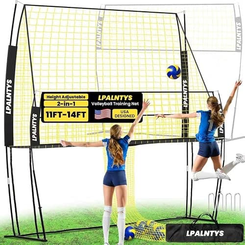 Volleyball Training Equipment, Volleyball Net System with Freely Height-Adjustable for Backyard, Volleyball Practice Net for Serving Setting Spiking, Easy Set Up for Indoor and Outdoor Use - Image 1
