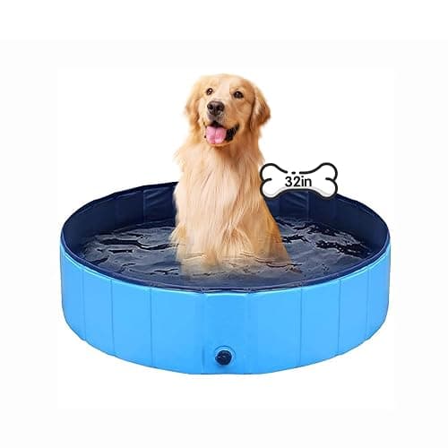 Dog Pool Foldable pet Pool Dog Swimming Pool pet Swimming Pool PVC Non-Slip for All Kinds of Pets (32x8in) - Image 1
