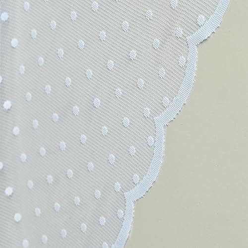1PC 135 * 230cm One-Size Sheer Polka Dot Curtains with Scalloped Edge, White, Rod Pocket Window Curtain Panels Small Polka Dot Star Sheer Curtains with Rod Pocket thumbnail 7