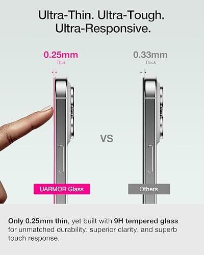 Upcommon UARMOR Screen Protector for iPhone 17 Pro Max, HD Clear, 9H Tempered Glass with Easy Installation Kit, Full Edge Coverage Fit [2Pack] thumbnail 7