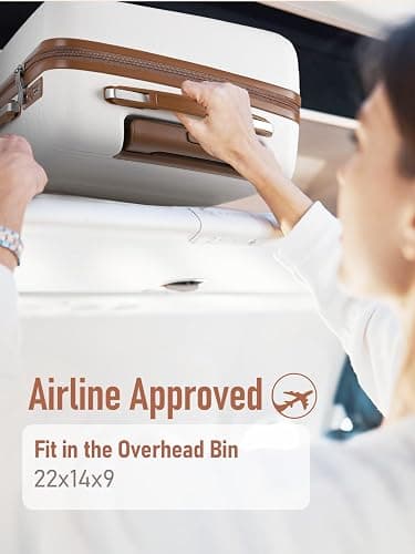 FIGESTIN Carry on Luggage 22x14x9 Airline Approved with Spinner Wheels, Hardside Lightweight 20" Carry on Suitcase Airline Approved TSA Lock (Beige) thumbnail 4