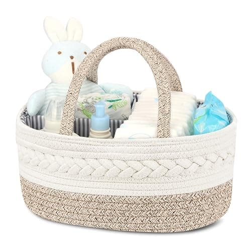 Maliton Wickeltisch Organizer，Baby Organizer Korb，Aufbewahrungskorb für den Wickeltisch，Windel Caddy mit Fächern & Griffen，Geschenke für Neugeborene - Image 1