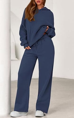 PRETTYGARDEN Women's 2 Piece Outfits Fall Sweatsuits Oversized Hoodies Wide Leg Sweatpants Tracksuits Lounge Matching Sets thumbnail 4