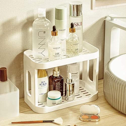 kaileyouxiangongsi 2-Tier Desk Organizers & Dispensers，Mail Holder for Office Desk Organization，Kitchen Spice Rack or Bathroom Countertop Organizer, Gift for Teachers, Classmates, and Friends,White thumbnail 4