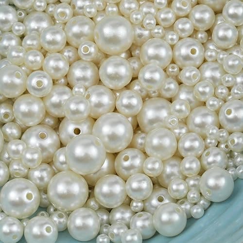 Hudinsun 1200 Pcs Pearl Beads for Jewelry Making, 5 Size Round Pearls for Bracelets Making Kit Small Pearl Filler Beads with Hole for DIY Craft Necklace Earrings thumbnail 8
