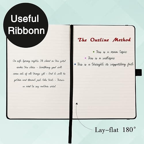Ruled Notebook/Journal - Classic Lined Journal/Notebook, 5.3" x 8.26" | Hardcover with Thick Paper, Banded + Pen Holder +Inner Pocket - Cyan thumbnail 5