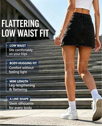 Zsouton Women Denim Skirt Casual Mini Jean Skirt Low Waist Y2K Stretch Cute Jean Skirt with Pockets Zip Fly Denim Mini Skirt thumbnail 4