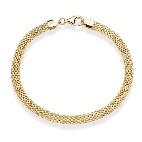 💙 Miabella 18K Gold Plated 925 Sterling Silver Italian 5mm Mesh Link Chain Bracelet for Women, Made in Italy thumbnail 4