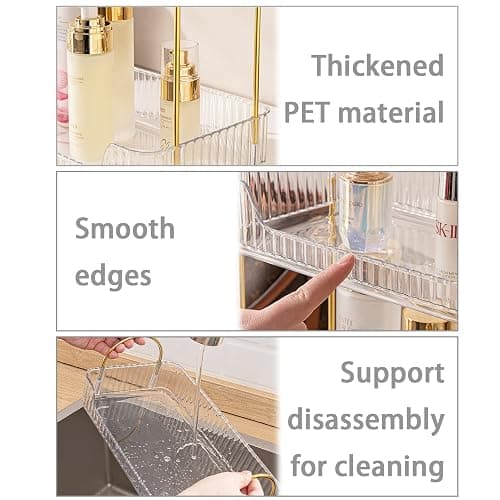 shuang qing Bathroom Counter Organizer Countertop Storage, Cosmetics Skincare Shelf Organizer, Makeup Organizer Perfume for Dresser Vanity Tray, Spice Rack Organizer for Kitchen(3 Tier-Clear) - Lvory White - 3 Tier thumbnail 3