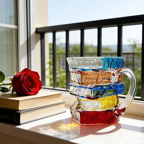 Custria G9W168 Book Coffee Mug 11 Oz, 3D Painted Stained-Glass Style Mug, Handcrafted Novelty Mug for Readers, Book Lovers, Chapter Book Mug for Writers & Librarians thumbnail 3