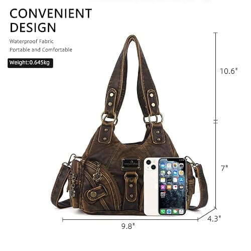 Angel Kiss Purses for Women Small Hobo Shoulder Bags Vagen Leather Multi-Pocket Tote Bag with Zipper thumbnail 3
