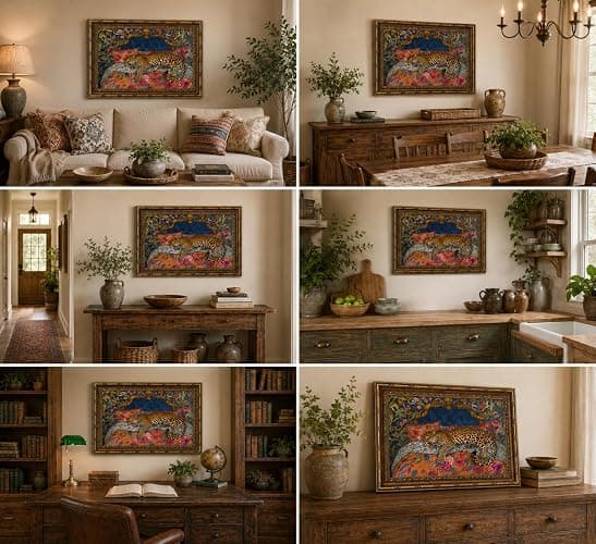 FKRYTYB Vintage Gold Frame Sleeping Leopard Canvas Wall Art 11x9in | Luxury Jungle Theme Colorful Cheetah Animal Tropical Floral Fashion Maximalist Dopamine for Living Room Bedroom Dorm Office thumbnail 7