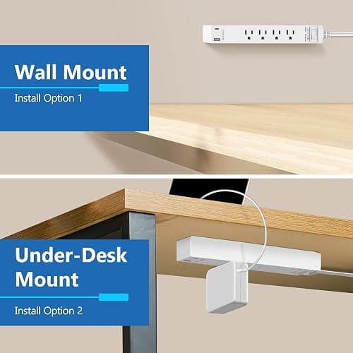 LIDER Surge Protected Outlet Extender, 4-Outlet Power Strip, 1 USB Type-A, and 1 USB Type-C Port, Surge Protect Up to 1500J, Ultra-Thin Wall Plate Plug with Cord Extender, 5ft Cord, ETL-Listed, White thumbnail 7