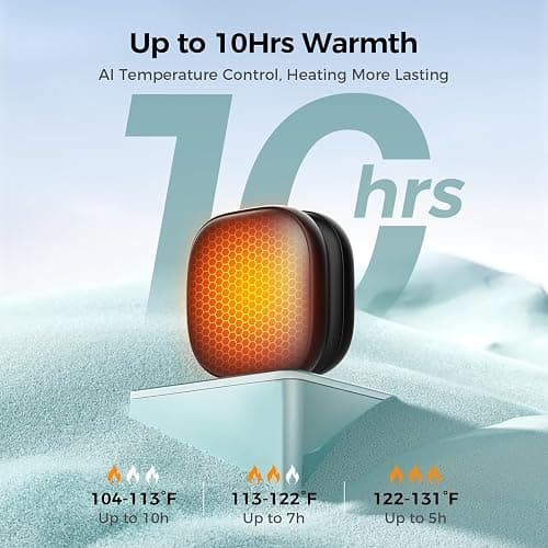 Pocket Size Hand Warmers Rechargeable 2 Pack, AI Smart Chips 3 Levels Heating Ultrathin Electric Handwarmers with 4000mAh, Portable Electric Hand Warmer, Hunting Camping Hiking Men Womens Gifts thumbnail 5