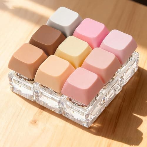 Keyboard Fidget Toy Clicker Fidget Keychain, 9-in-1 Stress Relief Desk Toys Decompression Button Keyboard with Removable Keycaps, Anxiety Relief Valentine's Day Gifts for Adult (9 Color-Morandi) thumbnail 2