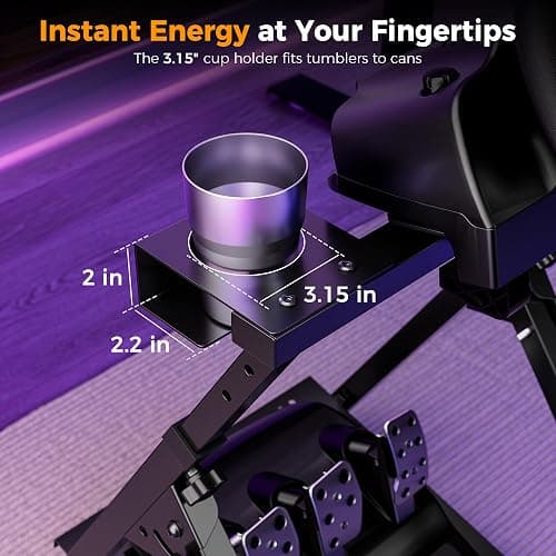 CAMMOO High Compatible Racing Wheel Stand Fits Handbrake, with Cup Holder | 31 Holes Wheel Panel, 26 Holes Shifter Panel, Foldable Sim Steering Racing Stand with Dual Anti-Slip, Wide Height Adjustment thumbnail 4