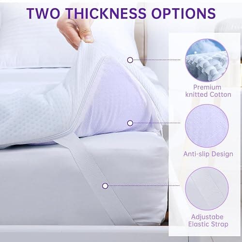 MUXHOMO 2 Inch 7-Zone Full Mattress Topper, Egg Crate Foam Mattress Topper Full Size for Back Pain, Lavender Cooling Gel Infused Bed Pad, CertiPUR-US and Oeko-TEX Certification (54"×75") thumbnail 5