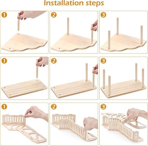 3-Piece Set Hamster Platform Play Wooden for Dwarf Syrian Hamsters Gerbils Mice or Other Small Pets thumbnail 3