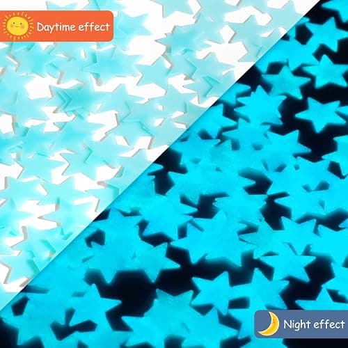 AM AMAONM 100pcs Glow in The Dark Luminous Stars Fluorescent Noctilucent Plastic Wall Stickers Murals Decals for Home Art Decor Nursery Ceiling Wall Decorate Kids Babys Bedroom Room Blue thumbnail 4