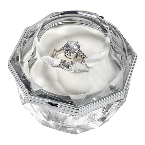 Wislist Crystal Ring Box for Proposal Diamond Ring Jewelry Velvet Holder Chest Organizer Earrings Jewelry Presentation Box for Proposal Engagement Wedding Ceremony Birthday Gift thumbnail 6