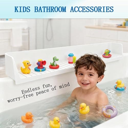 StylizeHive Baby Bathtub Sink Splash Guard and Bath Toy Holder with 11 Strong Suction Cups，Silicone Bath Tray for Tub，Suitable Kids Bathroom Accessories (Gray) thumbnail 3