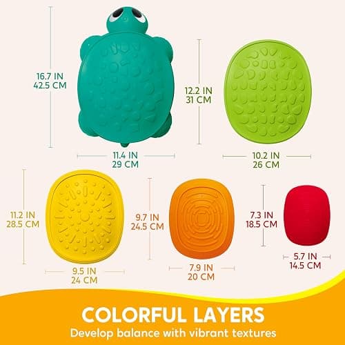 JOYIN 5 Pcs Turtle Balance Stepping Stones, Kids Turtle Path Jumping Stones, Toddler Obstacle Course Coordination Game Toys Indoor or Outdoor Play for Kids Aged 3+ thumbnail 6