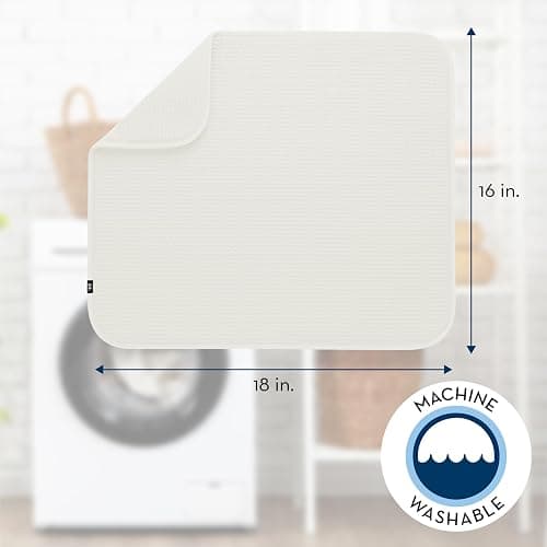 S&T INC. Dish Drying Mat, Highly Absorbent Microfiber Kitchen Counter Mat, Dish Drying Pad for Dishes, Utensils, Pots and Pans, Large 16" x 18", Cream - Cream - 16" x 18" thumbnail 5