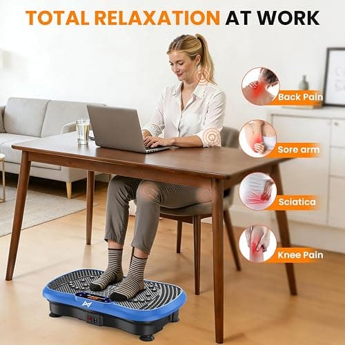 AXV Vibration Plate Exercise Machine Fitness Platform Body Vibrating Board | Curved Design 200W Powerful Oscillating 120 Level Shake Plate for Lymphatic Drainage Recovery Whole Body Toning With Handles thumbnail 5