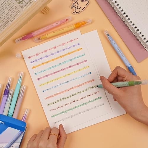 WRITECH Gel Pens Fine Point:0.5mm Silent Retractable Extra Fine Needle Point Smooth Writing Pen Dual Tip Highlighter Markers: Aesthetic Fine & Chisel Tip thumbnail 9