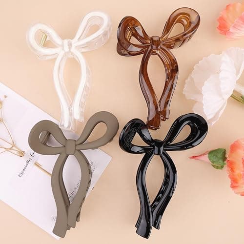 4 Pcs Bow Hair Clips Elegant Hair Claw Butterfly Hair Accessories for Girls Nonslip Butterfly Clips Hair Styling Accessories for Women - Image 1