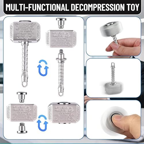 5 Pcs Fidget Toys Teen & Adult Metal Fidgets Spinner Infinity Cube Cool Hammer Hand Spinner Gadgets Office Desk Toy Sensory Items for Stocking Stuffers for Gift thumbnail 5