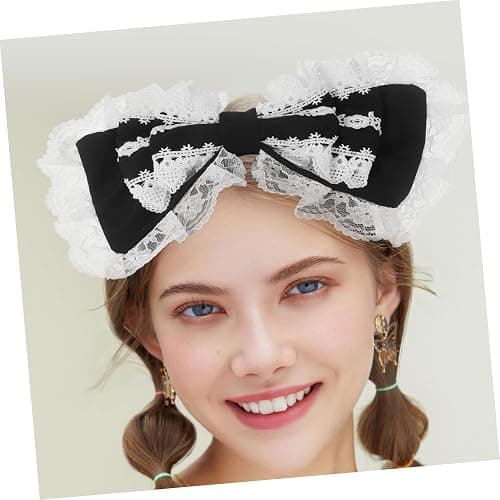 minkissy Kawaii Lolita Bow Headband Elastic Lace Hair Hoop for Cosplay Weddings Parties More Comfortable Design Cute Accessory for Women thumbnail 5