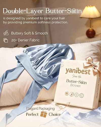 YANIBEST Adjustable Silk Bonnet for Sleeping Women Double Layer Satin Bonnet Reduce Friction Prevent Frizz Curly Hair thumbnail 2