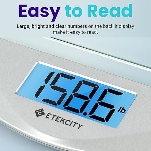 Etekcity Digital Body Weight Bathroom Scale, Large Blue LCD Backlight Display, High Precision Measurements,6mm Tempered Glass, 400 Pounds - Blinding Silver - 11.9 x 11.9 x 0.95 inches thumbnail 3