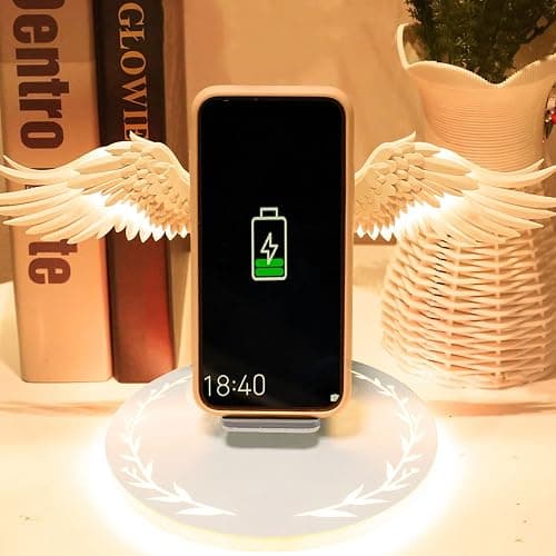 Charger with Angel, 10W Universal Fast Charging Stand with Night Light USB Fast for Mobile Phone Office Home Use thumbnail 2