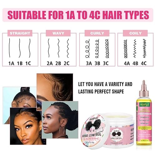 Edge Control Wax for Women Strong Hold - Edge Smoother Edge Wax Styling Gel Edge Control Wax for Black Hair - Rose & Castor Hair Oil for Hair Growth Strengthening Hair Oil Briad Bonnet Brush Set thumbnail 6