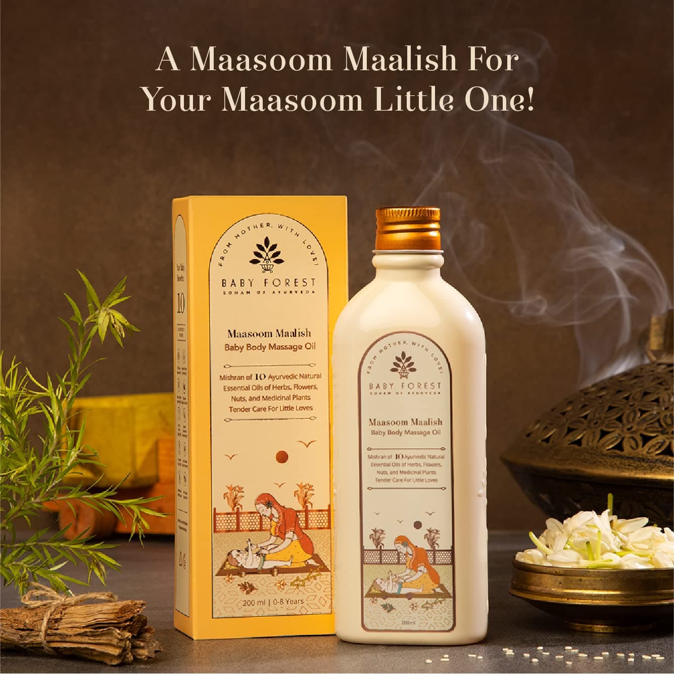 Baby Forest Maasoom Maalish Baby Body Massage Oil | Ayurvedic Baby Massage Oil for Kids | Derma Safe | Cruelty-Free | Vegan | 200 ML thumbnail 5