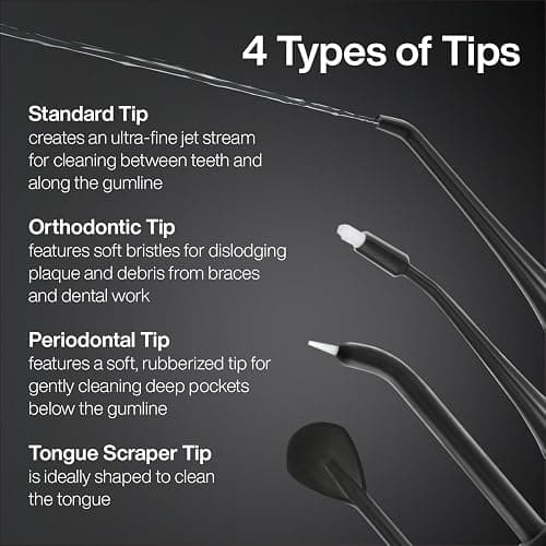 AquaSonic Aqua Flosser - Cordless Rechargeable Water Flosser for Teeth - Waterproof, Portable Oral Irrigator for Dental Cleaning with 5 Jet Tips – Braces Home Travel thumbnail 6