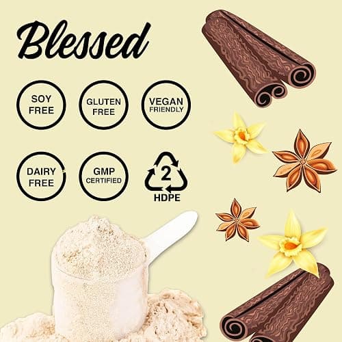 Blessed Vegan Protein Powder - Plant Based Protein Powder Meal Replacement Protein Shake, 23g of Pea Protein Powder, Dairy Free, Gluten Free, Soy Free, No Sugar Added, 30 Servings (Vanilla Chai) thumbnail 3