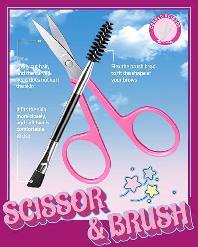 TsMADDTs 6 PCS Eyebrow Tweezers Set, Tweezers for Women Facial Hair with Curved Scissor and Eyebrow Brush for Ingrown Hair thumbnail 4