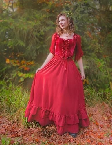 Scarlet Darkness Maxi Skirts for Women Renaissance Skirt Long Flowy Layered Medieval Skirt thumbnail 5