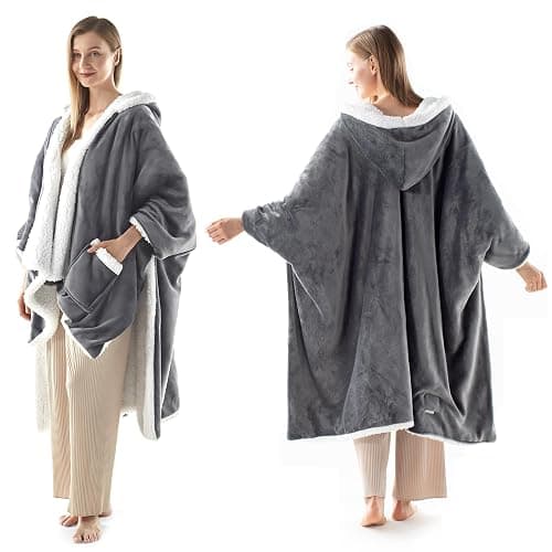 ACCU-WARMTH Wearable Heated Blanket - Warm Up Electric Blanket Hoodie with 6 Heat Levels, Snuggies for women, gifts for her, 50"x70", London Grey - Image 1