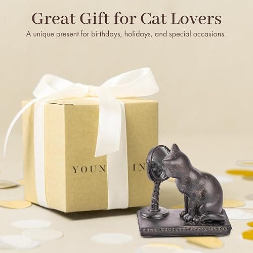 Young's Inc. Cat Figurine - Cute Cat Statue - Whimsical Cat Decor for Cat Lovers - Cat Collectibles and Meditation Decor - Cat with Eye Glasses - 4'' L X 3'' W X 5'' H thumbnail 7
