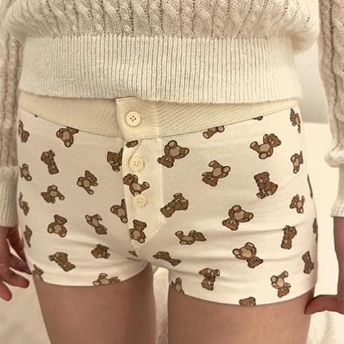 NUFIWI Women Lounge Shorts Button Floral Print Y2k Low Rise Sexy Micro Shorts Slim Fit Pajama Bottoms Cute Sleep Shorts thumbnail 2
