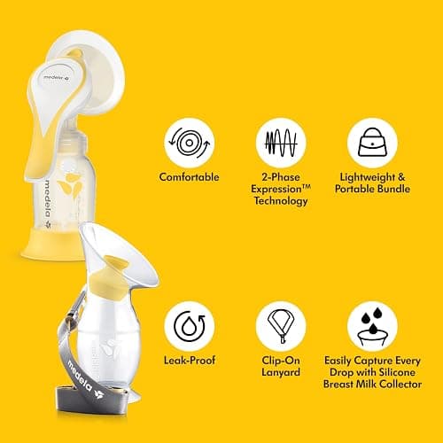 Medela Perfect Pair Bundle with Medela Harmony Manual Breast Pump & Silicone Breast Milk Collector, Lightweight and Discreet, Made Without BPA thumbnail 3