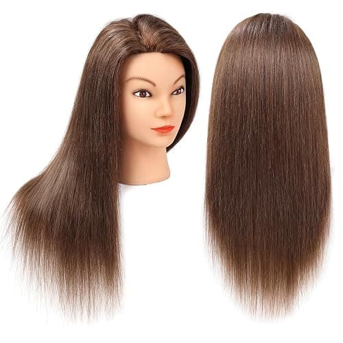 SOPHIRE 20-22 inches 100% Real Human Hair Mannequin Head, Hairdressers' Practice Training Head and Cosmotology Doll Head for Hairstyling and Braid - Dark Brown thumbnail 4