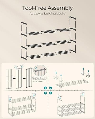 SONGMICS Shoe Rack, 3-Tier Shoe Organizer, Metal Storage Shelf | for Entryway, Upright or Upside Down, for 16-20 Pairs, Stackable, 11.8 x 36.2 x 21.7 Inches, Black ULSA303B02 thumbnail 5