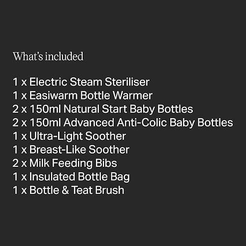 Tommee Tippee Complete Feeding Set, Black, with Electric Steam Steriliser, Newborn Self-Sterilising Baby Bottles and Easiwarm Bottle Warmer, Essential for Parents with Newborns thumbnail 7