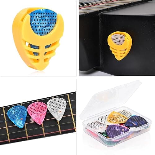 30 Packs Guitar Picks with Grips Non-slip, Includes Thin Medium Heavy Guitar Pick 0.46 0.71 0.96mm, Variety Colorful with Holder and Storage Case for Acoustic Electric Guitar Bass Ukulele thumbnail 5